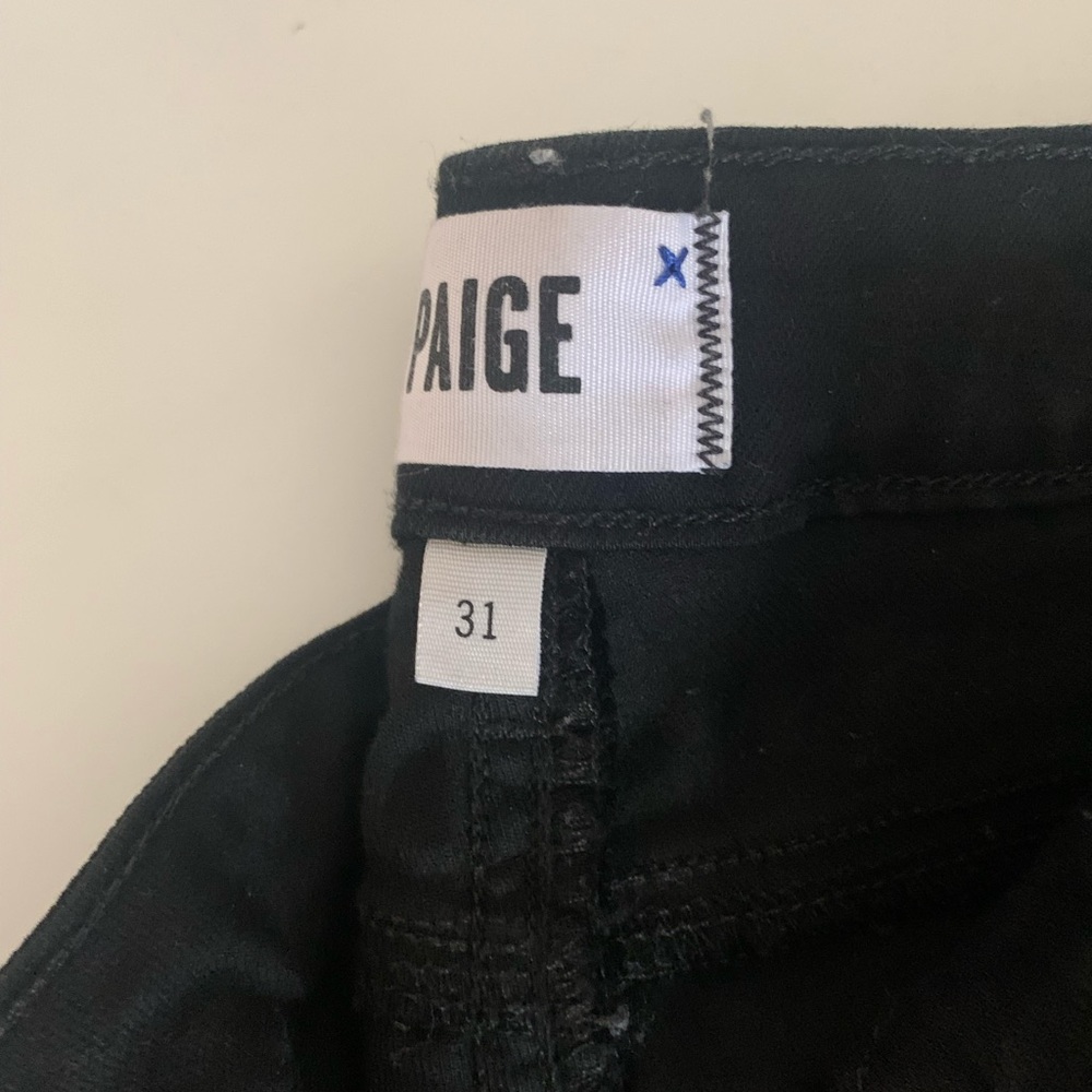 Black Paige High Waisted Ripped Knee Jeans- Size 31 - Picture 3 of 3